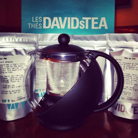 David tea - DAVIDsTEA offers a specialty branded selection of high-quality proprietary loose-leaf teas, pre-packaged teas, tea sachets, tea-related accessories and gifts …